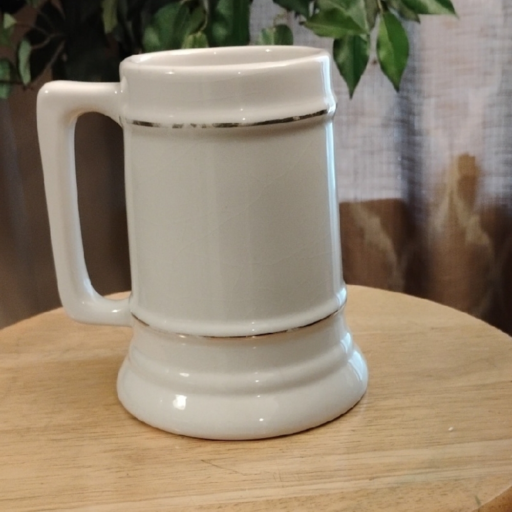 Vintage Classic White Ceramic Stein Mug